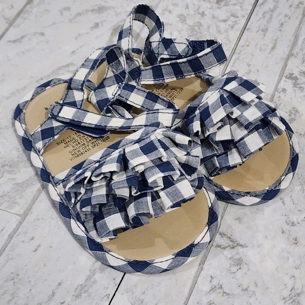 Baby Gap Gingham Checkered Navy Blue & White Kids Sandals Size 4 (12-18 Mo.) NWT - Picture 10 of 10